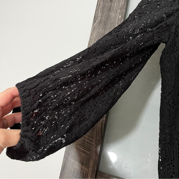 Witchy Whimsigoth Worthington Black Lace Blouse Women's XL Vamp - Picture 2 of 8